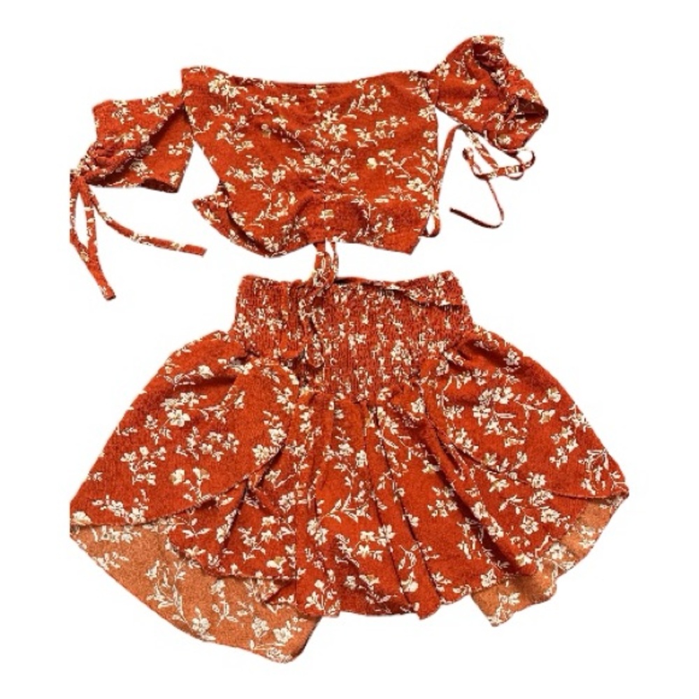 Floral Off-Shoulder Top and Shorts Set